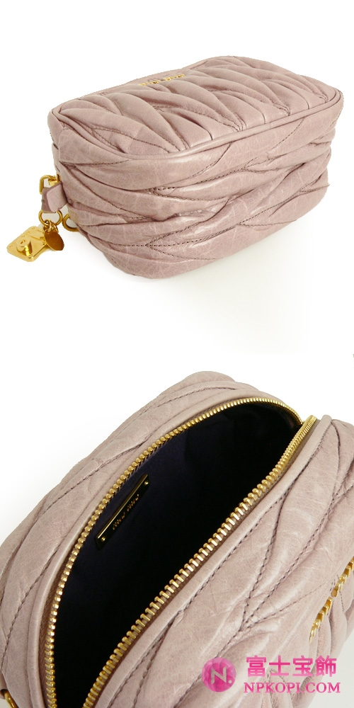 ミュウミュウ MIUMIU ショルダーポーチ/ポシェット/クラッチバッグ 2WAY プリーツレザー チェリー（MUGHETTO） 5N1559 MATELASSE/LUX